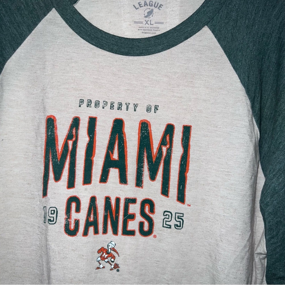 League Miami Canes Long Sleeve Tee – Green & Tan (XL) - Picture 7 of 14